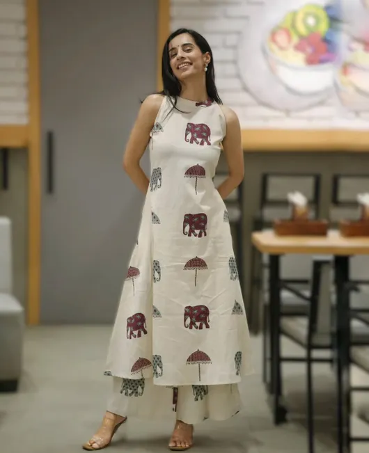 Premium Floral Fine Cotton Flex Kurti & Palazzo Set – Breezy Elegance Redefined